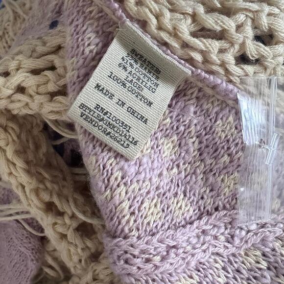 G by BKE Small Pink Crochet Fringe Cardigan Sweater Wrap - Picture 7 of 11